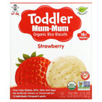 Toddler Mum-Mum, органическое рисовое печенье, для детей от 18 месяцев, со вкусом клубники, 12 пачек, по 2 шт. — Hot Kid