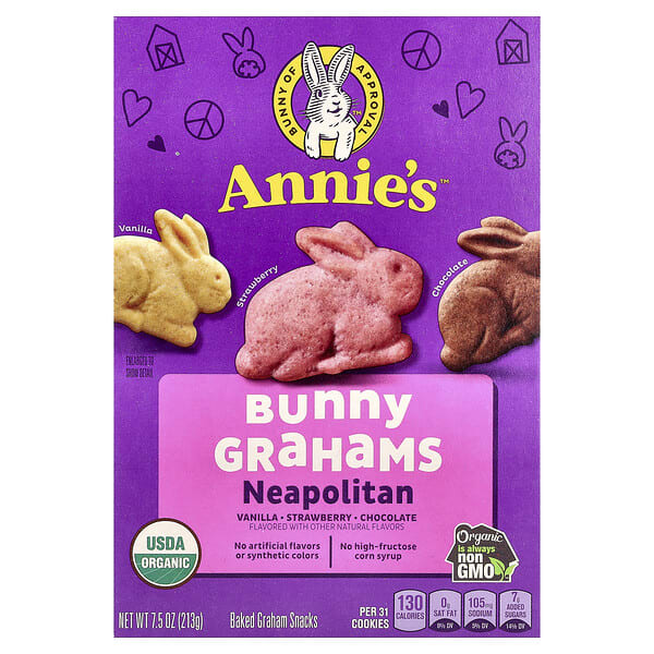 hom11722_v_32.jpg Organic Baked Bunny Graham Snacks, Neapolitan , 7.5 oz (213 g) — Annie's Homegrown