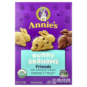 Organic Friends Bunny Grahams, шоколадная крошка, шоколад и мед, 198 г (7 унций) — Annie's Homegrown