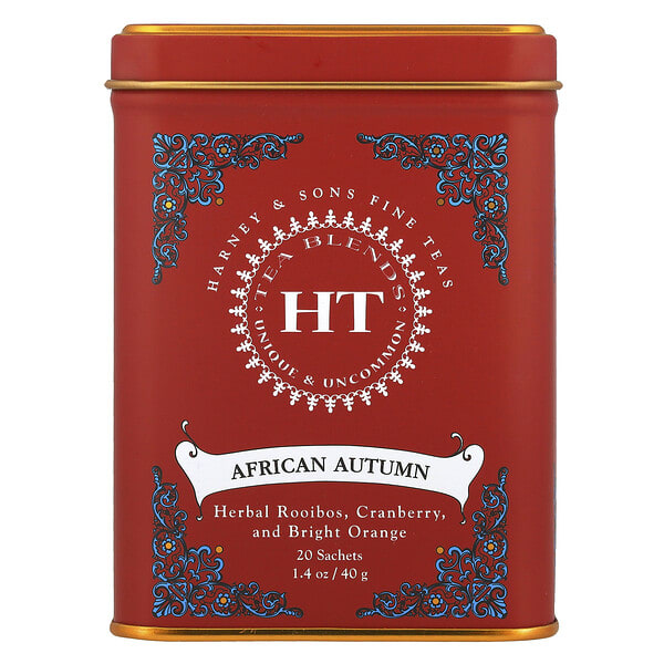 hrn31604_v_39.jpg HT Tea Blends, африканская осень, без кофеина, 20 пакетиков, 40 г (1,4 унции) — Harney & Sons