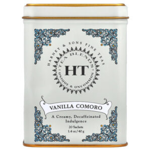 HT Tea Blends, коморская ваниль, без кофеина, 20 чайных пакетиков, 40 г (1,4 унции) — Harney & Sons