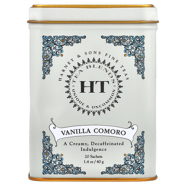 hrn31612_v_39.jpg HT Tea Blends, коморская ваниль, без кофеина, 20 чайных пакетиков, 40 г (1,4 унции) — Harney & Sons