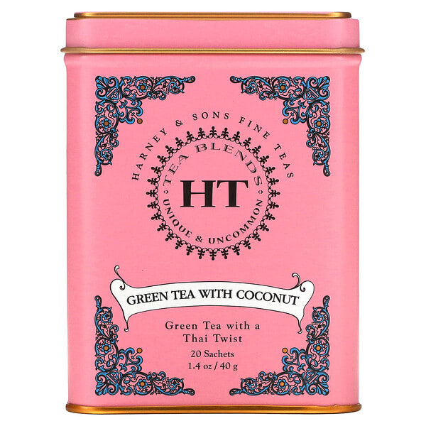 hrn31615_v_36.jpg HT Tea Blends, зеленый чай с кокосом, 20 чайных пакетиков, 40 г (1,4 унции) — Harney & Sons
