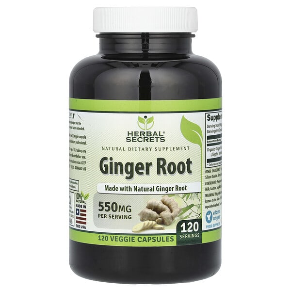 hsc02244_v_24.jpg Корень имбиря, 550 мг, 120 растительных капсул — Herbal Secrets