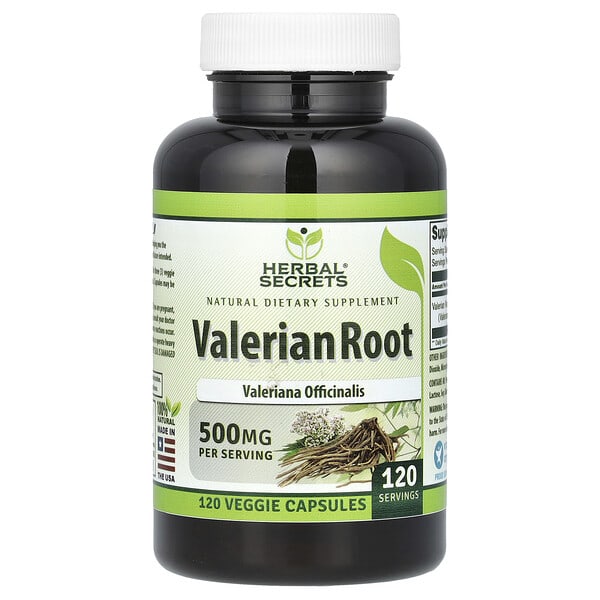 hsc02422_v_24.jpg Корень валерианы, 500 мг, 120 растительных капсул — Herbal Secrets