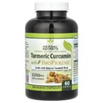куркумин с экстрактом черного перца, 180 вегетарианских капсул — Herbal Secrets