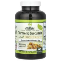 куркумин с экстрактом черного перца, 180 вегетарианских капсул — Herbal Secrets