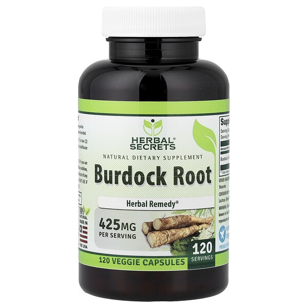 hsc02941_v_24.jpg Корень лопуха, 425 мг, 120 растительных капсул — Herbal Secrets
