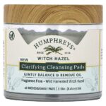 Witch Hazel, очищающие салфетки, без отдушек, 60 биоразлагаемых салфеток — Humphreys