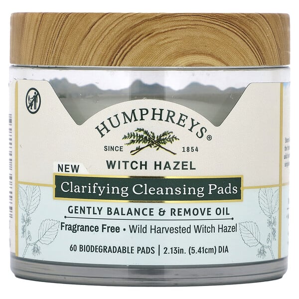 hup30818_v_4.jpg Witch Hazel, очищающие салфетки, без отдушек, 60 биоразлагаемых салфеток — Humphreys