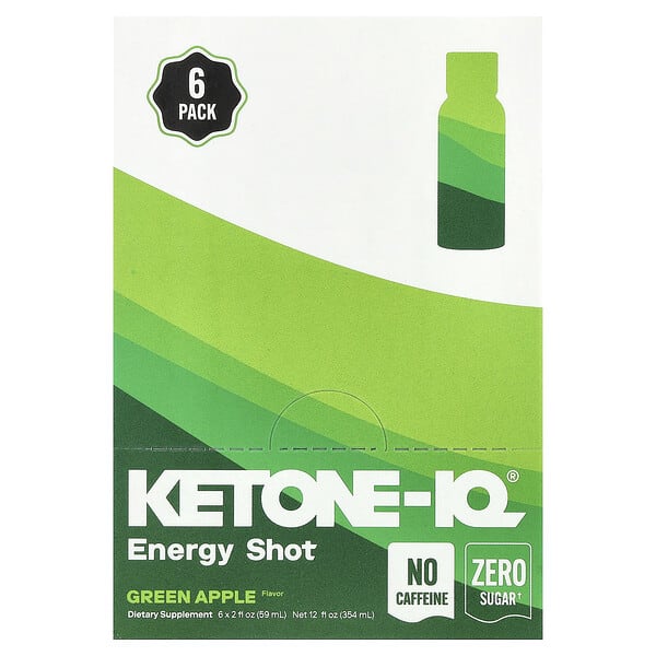 hvm00685_v_18.jpg Energy Shot, зеленое яблоко, без кофеина, 6 флаконов по 59 мл (2 жидк. унции) — Ketone-IQ
