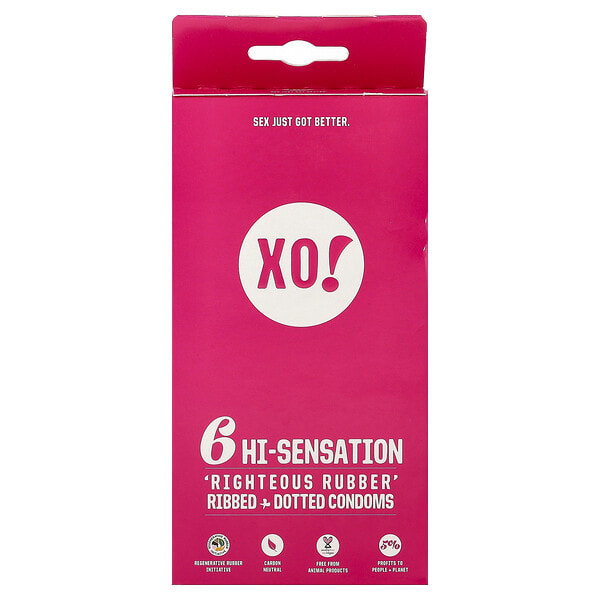 hwf10019_v_34.jpg XO! Rightous, резиновые презервативы в горошек, без запаха, 6 шт. — Here We Flo