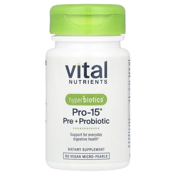 hyb05850_v_72.jpg Hyperbiotics®, PRO-15®, пре + пробиотик, 60 веганских микрогранул — Vital Nutrients