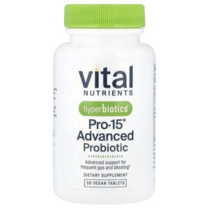 Hyperbiotics®, Pro-15®, улучшенный пробиотик, 30 веганских таблеток — Vital Nutrients