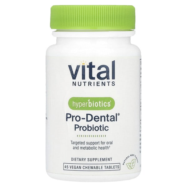 hyb05855_v_89.jpg Hyperbiotics®, Pro-Dental®, пробиотик, натуральный мятный вкус, 45 веганских жевательных таблеток — Vital Nutrients