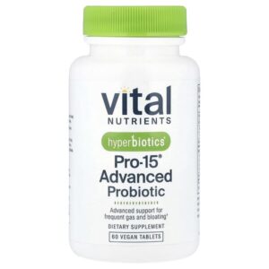 Hyperbiotics®, улучшенный пробиотик Pro-15®, 60 веганских таблеток — Vital Nutrients