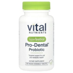 Hyperbiotics®, Pro-Dental®, пробиотик, натуральный мятный вкус, 90 веганских жевательных таблеток — Vital Nutrients