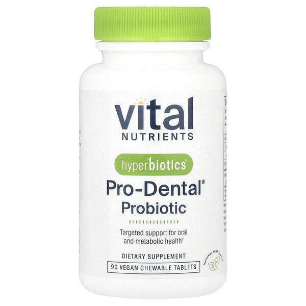 hyb11370_v_146.jpg Hyperbiotics®, Pro-Dental®, пробиотик, натуральный мятный вкус, 90 веганских жевательных таблеток — Vital Nutrients