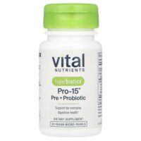 Hyperbiotics®, Pro-15®, пре + пробиотик, 30 веганских микрогранул — Vital Nutrients