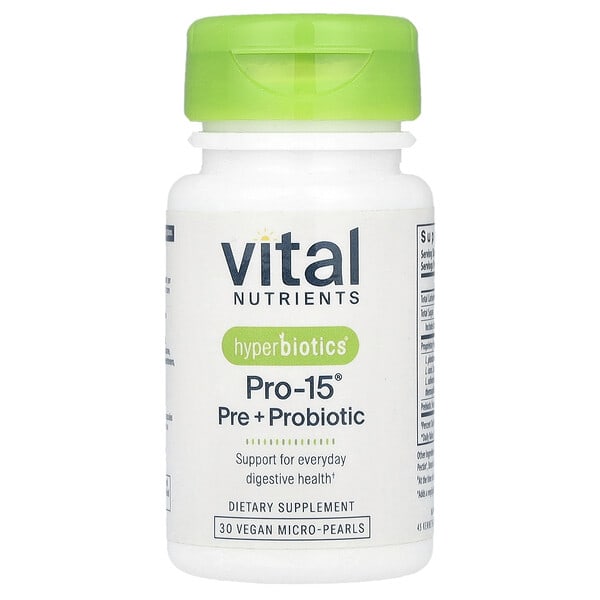 hyb11658_v_25.jpg Hyperbiotics®, Pro-15®, пре + пробиотик, 30 веганских микрогранул — Vital Nutrients