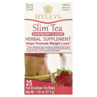 Slim Tea, малина, 25 чайных пакетиков в фольгированных конвертах, 37,5 г (1,32 унции) — Hyleys Tea