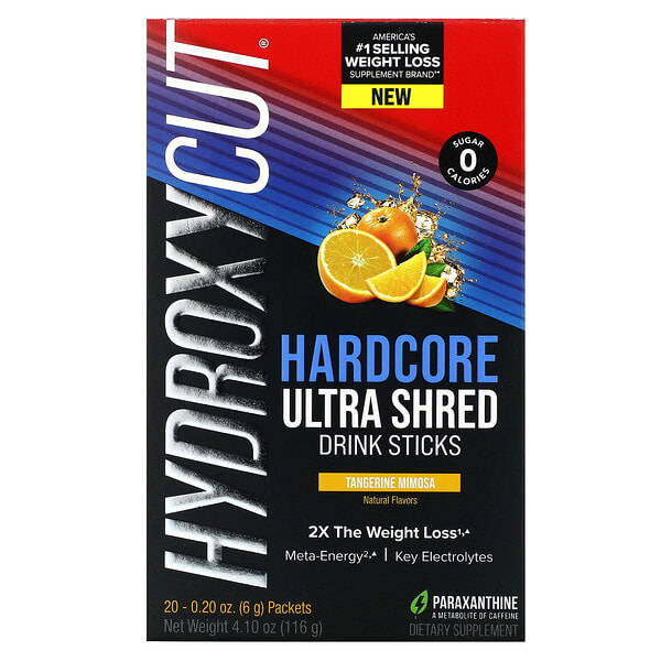 hyx71719_v_13.jpg Hardcore Ultra Shed, напиток в стиках, мандарин и мимоза, 20 пакетиков по 6 г (0,2 унции) — Hydroxycut