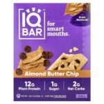 Plant Protein Bar, чипсы из миндального масла, 12 батончиков, по 45 г (1,6 унции) — IQBAR