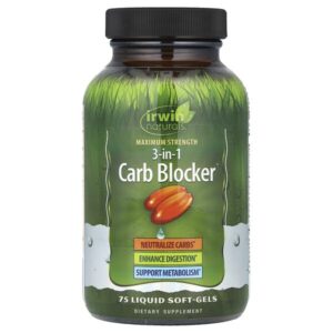Carb Blocker, блокатор углеводов 3-в-1, максимальный эффект, 75 капсул с жидкостью — Irwin Naturals