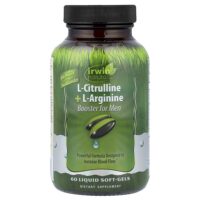 L-цитруллин + L-аргинин, бустер для мужчин, 60 желатиновых капсул — Irwin Naturals