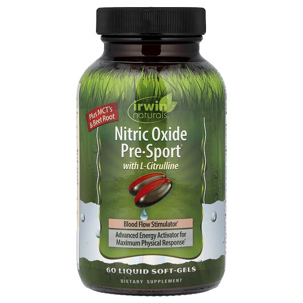 irw58486_v_27.jpg Pre-Sport® с оксидом азота и L-цитруллином, 60 желатиновых капсул — Irwin Naturals