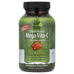 Urgent Rescue®, Mega Vita-C с шиповником и цинком, 60 желатиновых капсул — Irwin Naturals