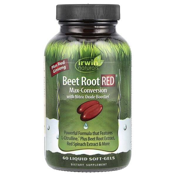 irw59185_v_30.jpg Beet Root RED®, максимальная конверсия с добавкой оксида азота, 60 желатиновых капсул — Irwin Naturals