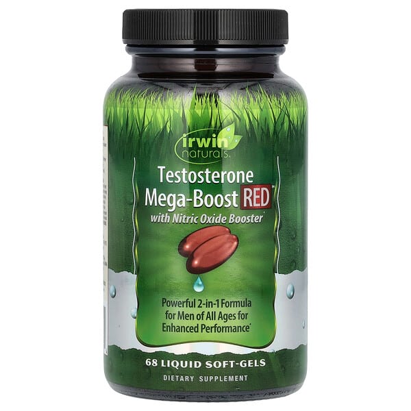irw59440_v_34.jpg Testosterone Mega-Boost RED, повышение уровня тестостерона, 68 капсул с жидкостью — Irwin Naturals