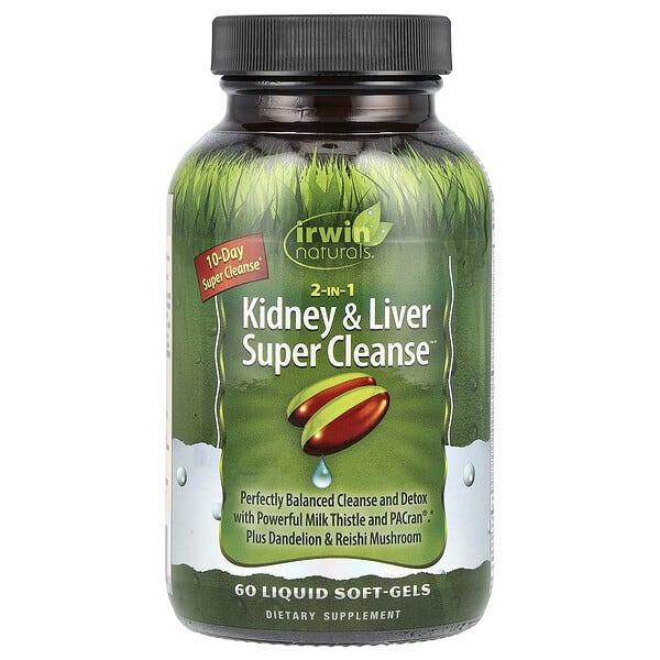 irw59457_v_43.jpg 2 in 1 Kidney & Liver Super Cleanse, 60 желатиновых капсул — Irwin Naturals