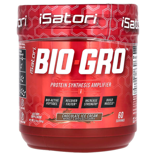 isa00322_v_8.jpg Bio-Gro, усилитель синтеза протеина, со вкусом шоколадного мороженого, 146 г (5,15 унции) — Isatori