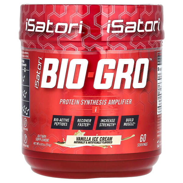 isa00323_v_8.jpg Bio-Gro, средство для синтеза протеина, со вкусом ванильного мороженого, 114 г (4,02 унции) — Isatori