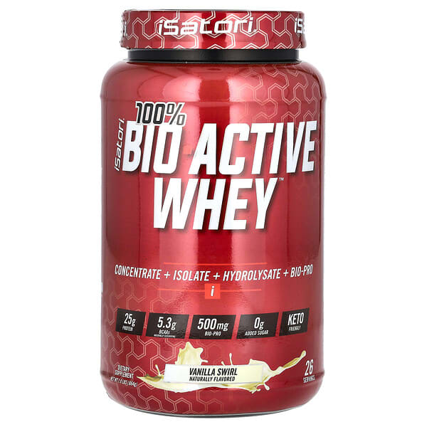 isa00477_v_8.jpg 100% Bio Active Whey, сывороточный протеин, со вкусом ванили, 864 г (1,9 фунта) — Isatori