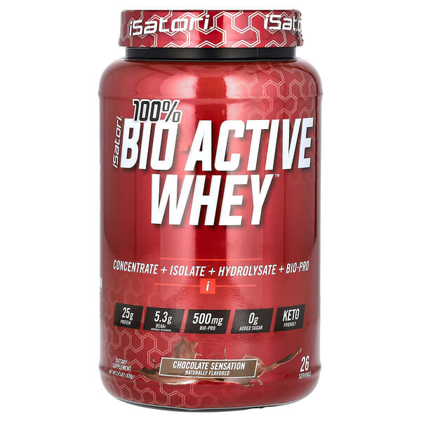 isa00478_v_8.jpg 100% Bio Active Whey, сыворотка Bio Active, со вкусом шоколада, 928 г (2 фунта) — Isatori