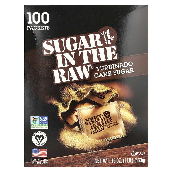 itr00141_v_17.jpg Sugar In The Raw®, тростниковый сахар Turbinado, 100 пакетиков, 453 г (16 унций) — In the Raw
