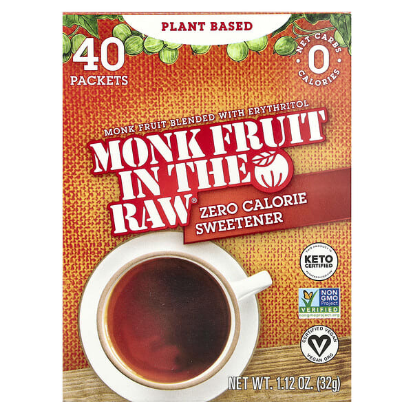 itr71140_v_17.jpg Monk Fruit In The Raw®, нулевой подсластитель, 40 пакетиков, 32 г (1,12 унции) — In the Raw