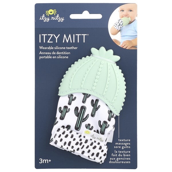 itz03075_v_9.jpg Itzy Mitt®, силиконовый прорезыватель для зубов, для детей от 3 месяцев, кактус, 1 прорезыватель для зубов — itzy ritzy