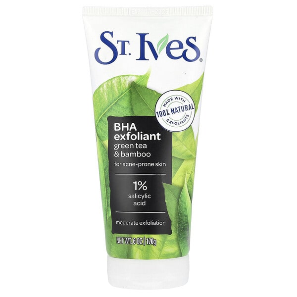 ive35802_v_59.jpg BHA Exfoliant, зеленый чай и бамбук, для кожи, склонной к акне, 170 г (6 унций) — St. Ives