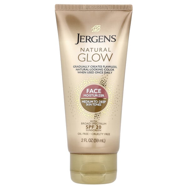 jer13822_v_48.jpg Natural Glow, увлажняющее средство для лица, SPF 20, от средних до темных оттенков кожи, 59 мл (2 жидк. унции) — Jergens