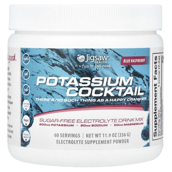 jig00214_v_24.jpg Potesium Cocktail™, смесь для приготовления напитков с электролитами без сахара, голубая малина, 336 г (11,9 унции) — Jigsaw Health
