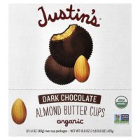 Organic Dark Chocolate Almond Butter Cups, 12 Two-Cup Pakages, 1.4 oz (40 g) Each — Justin's Nut Butter