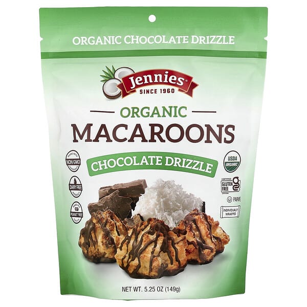 jnn71002_v_3.jpg Jennies Macaroons, органические макароны, с шоколадной глазурью, 149 г (5,25 унции)