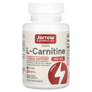 L-карнитин 500, 500 мг, 50 вегетарианских капсул — Jarrow Formulas