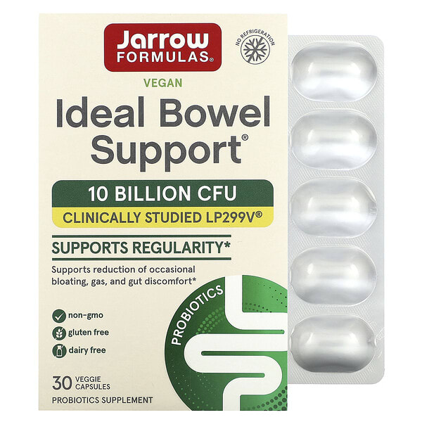 jrw03028_v_77.jpg Vegan Ideal Bowel Support, веганская добавка для поддержки здоровья кишечника, 10 млрд КОЕ, 30 растительных капсул — Jarrow Formulas