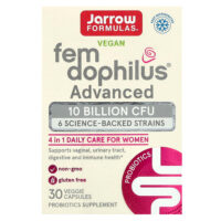 Vegan Fem Dophilus Advanced, 10 млрд КОЕ (104 мг), 30 растительных капсул — Jarrow Formulas