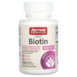 Биотин, 5000 мкг, 100 растительных капсул — Jarrow Formulas